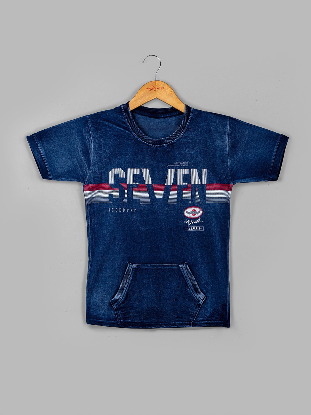 

BAESD Boys Printed Applique Cotton T-shirt, Navy blue