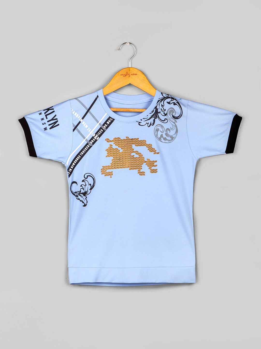 

BAESD Boys Abstract Printed Round Neck Short Sleeves Cotton T-shirt, Blue