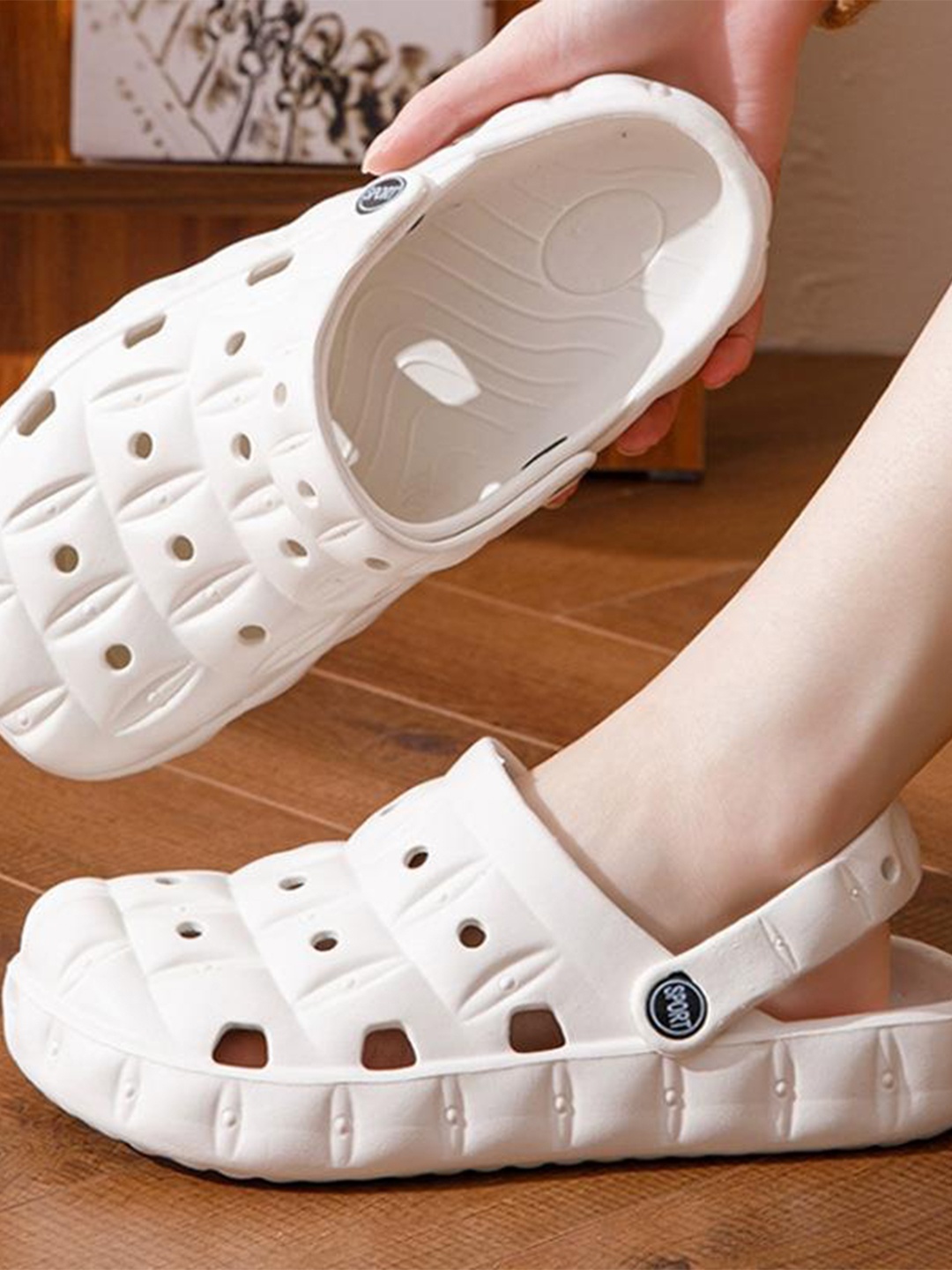 

Alexvyan Women Self Design Clogs, White