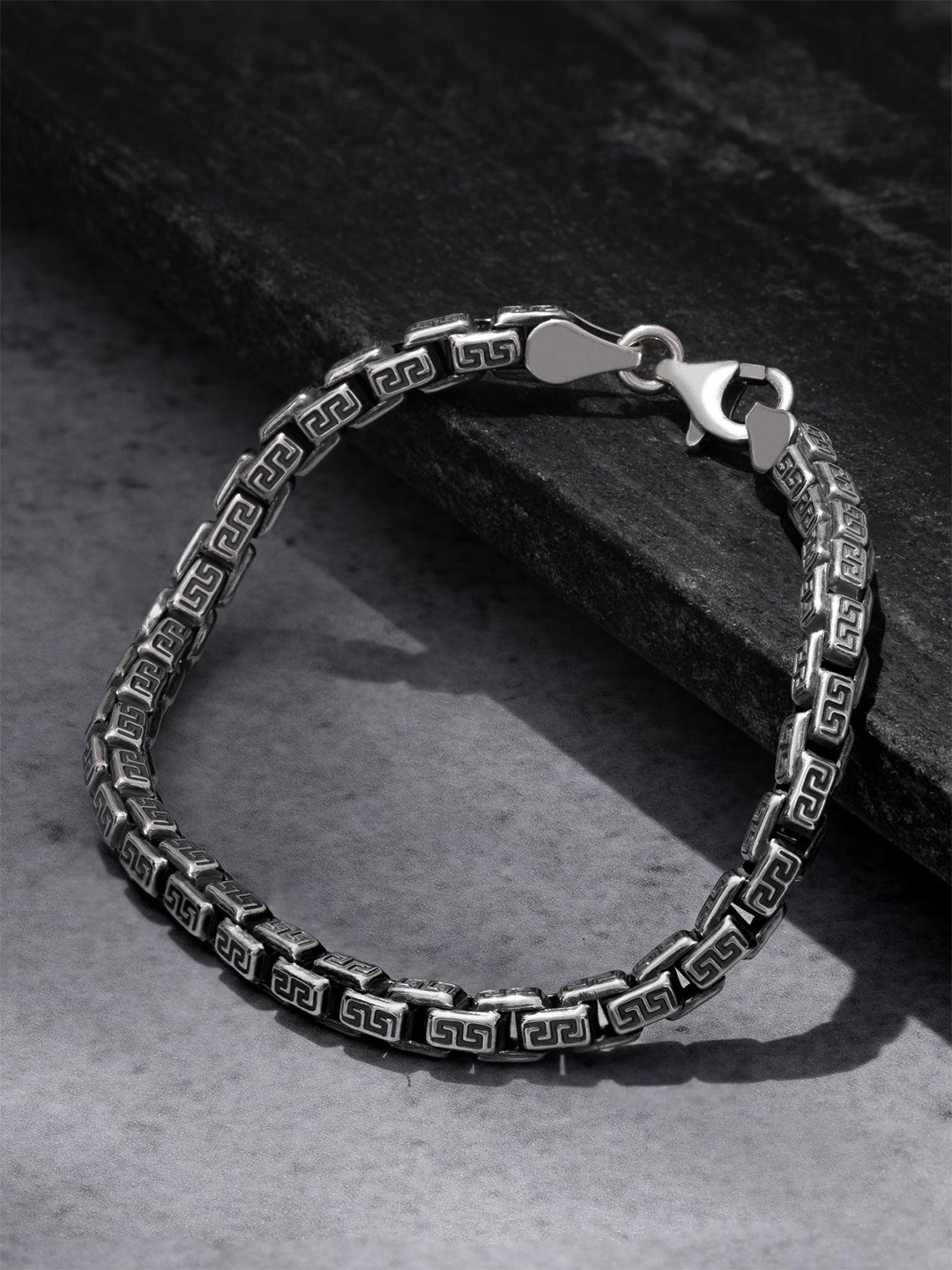 

ORIONZ Men Sterling Silver Oxidised Silver-Plated Link Bracelet
