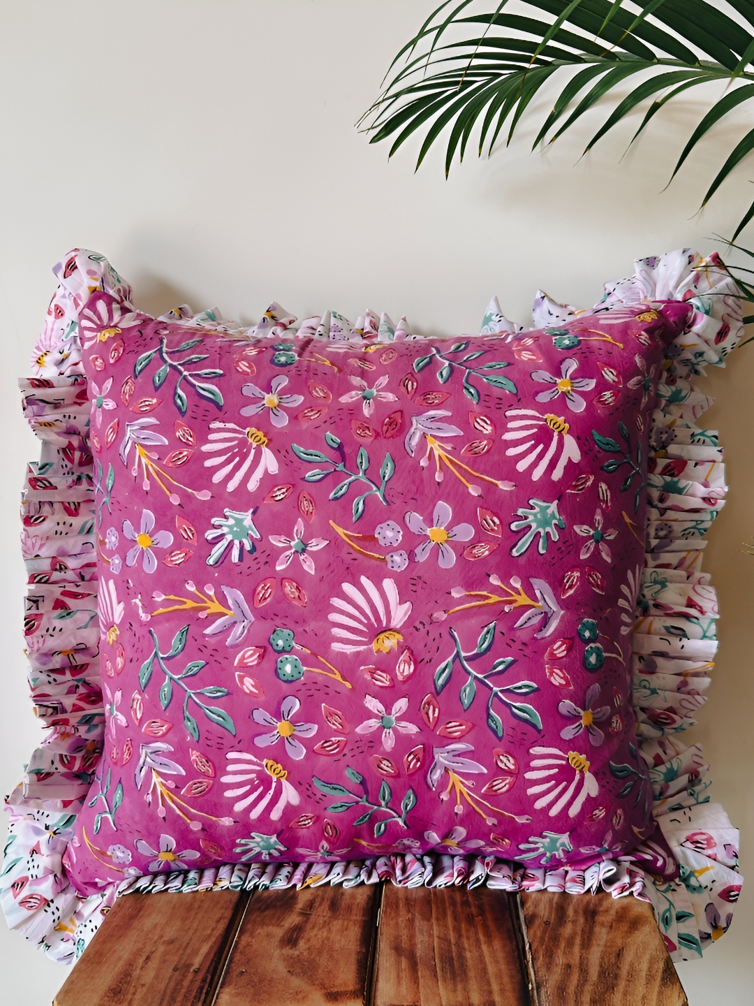

NURTURE INDIA Purple & White Floral Cotton Square Cushion Covers
