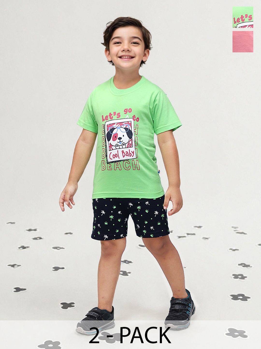 

Toonyport Boys Printed T-shirt With Short, Green