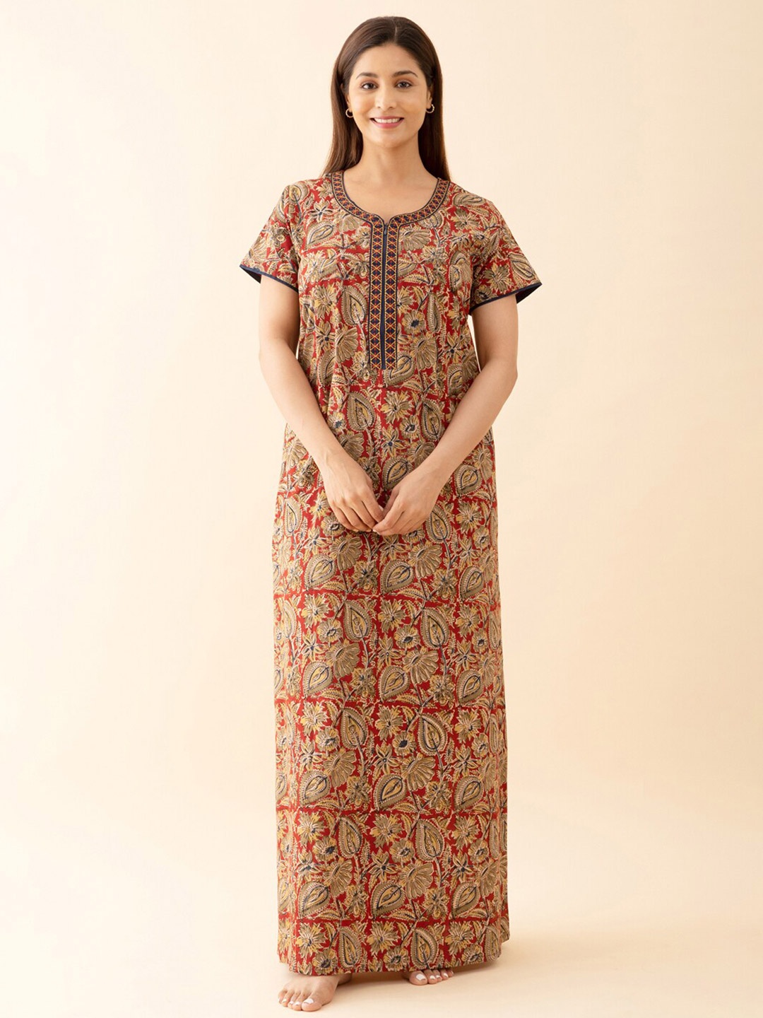 

Maybell Printed Pure Cotton Maxi Nightdress, Red
