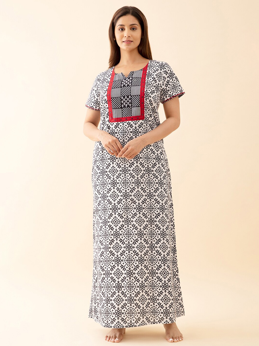 

Maybell Printed Pure Cotton Maxi Nightdress, White