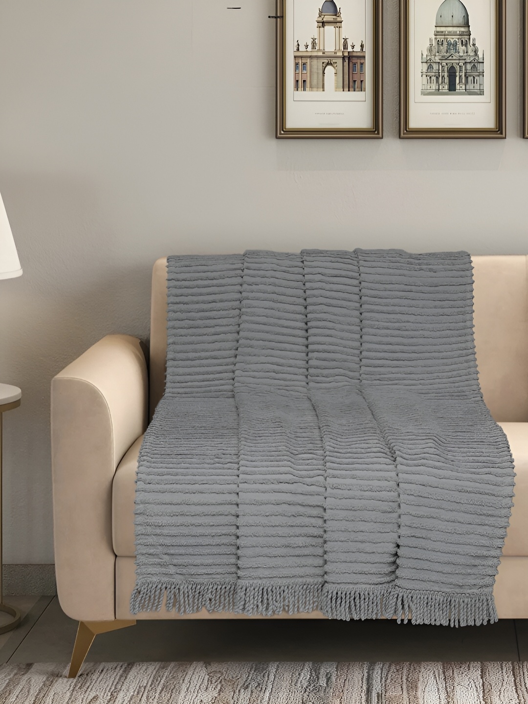 

Saral Home Grey Striped Cotton Throws