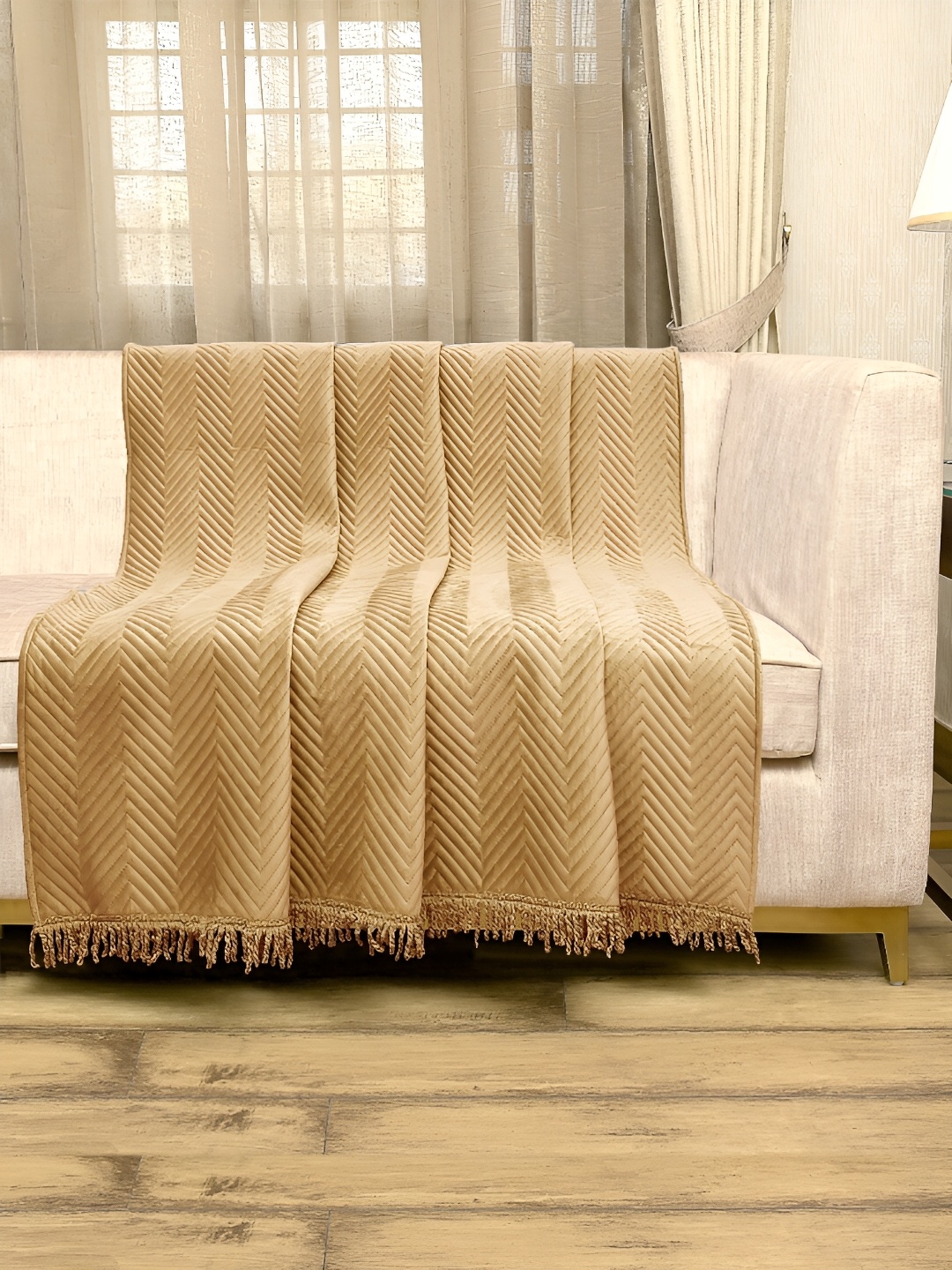 

Saral Home Chevron Sofa Throw, Gold