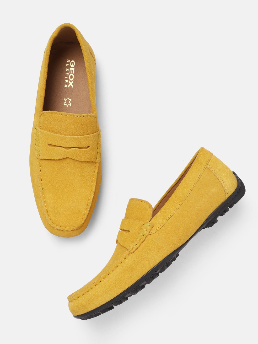 

Geox Men Moisture Wicking Leather Penny Loafers, Yellow