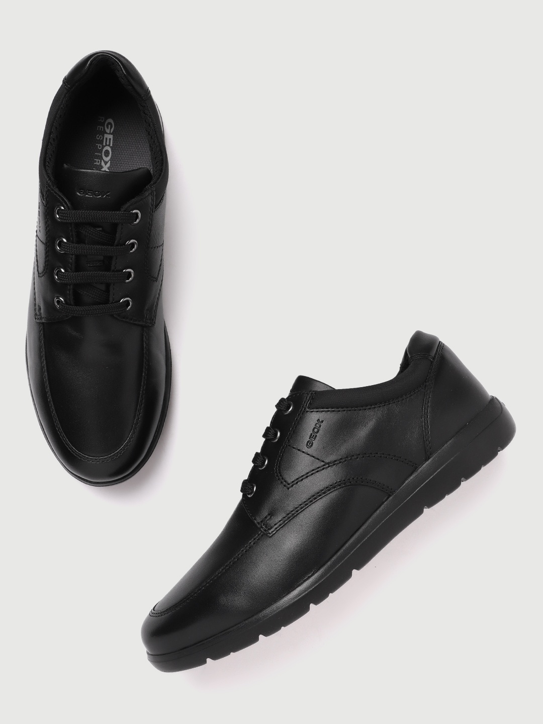 

Geox Men Leather Sneakers, Black
