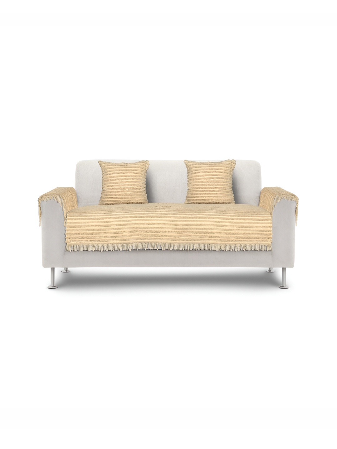 

Saral Home Beige Striped 5 Piece Sofa Cover With Arms