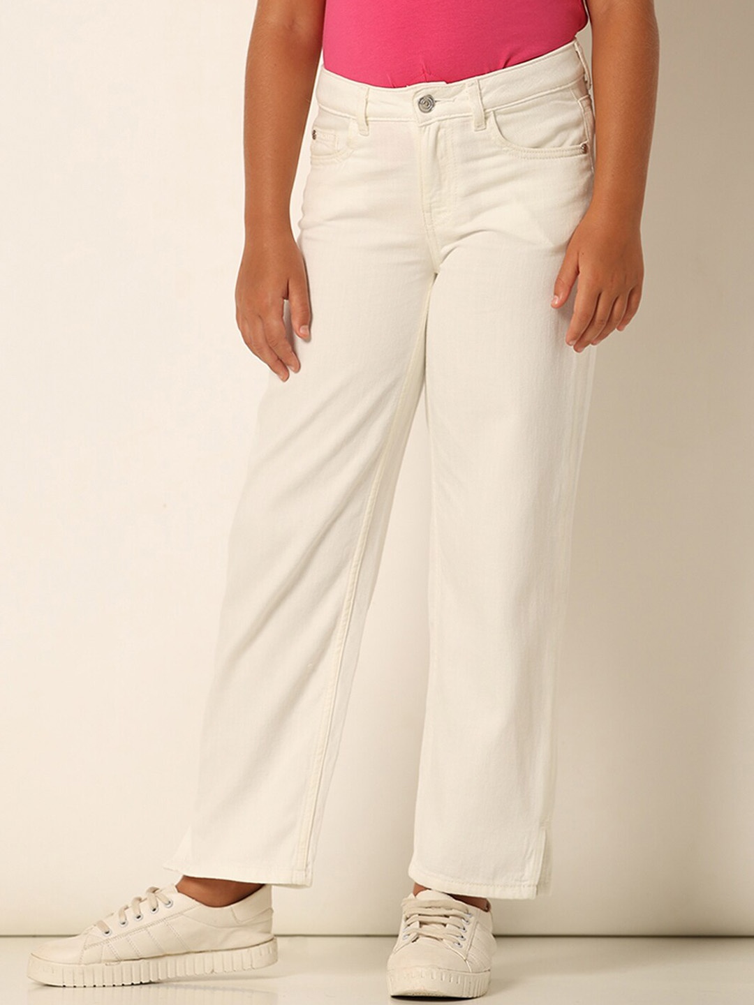 

Vero Moda Girls Wide Leg Mid-Rise Stretchable Jeans, White