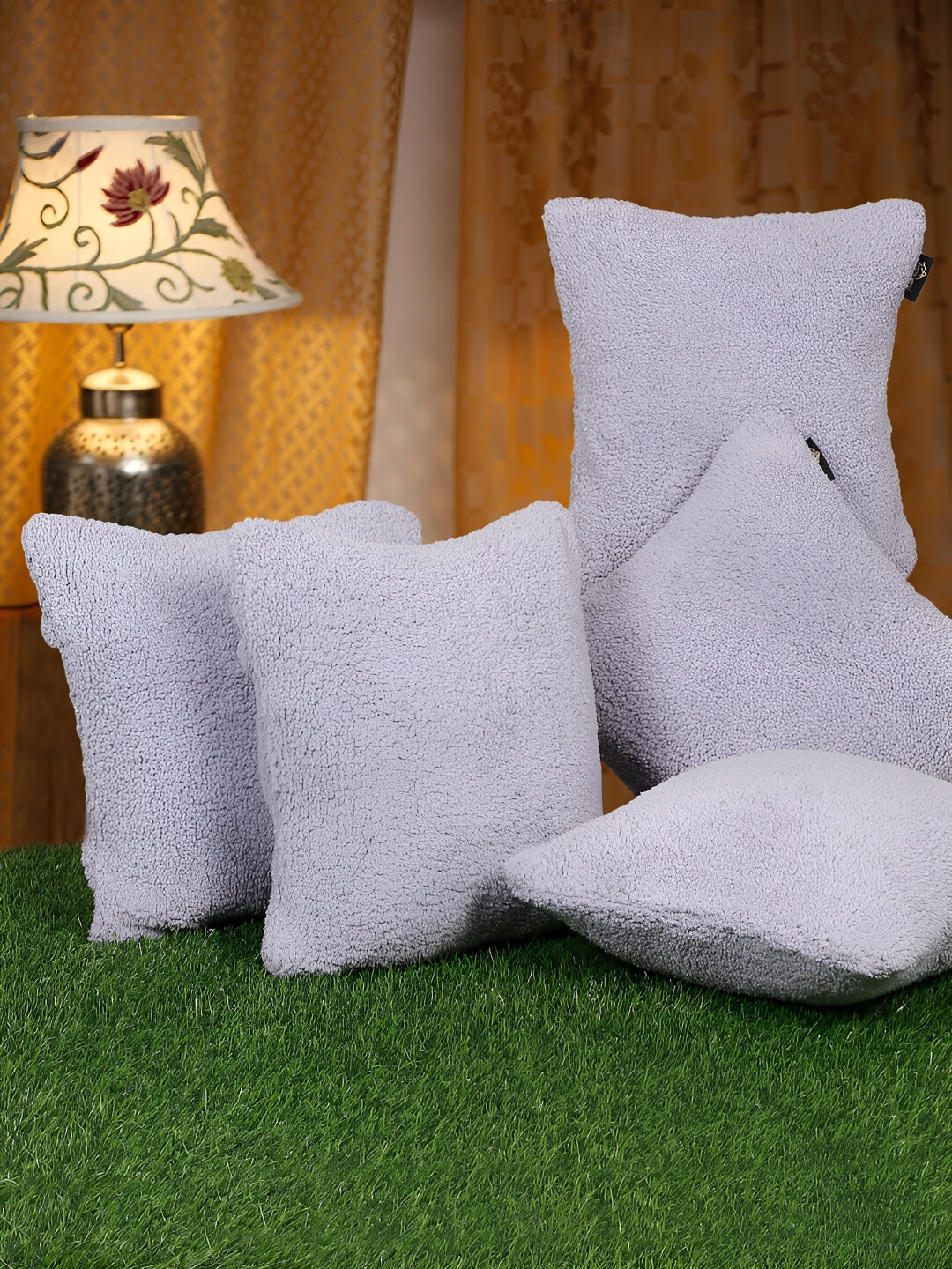 

HOSTA HOMES Lavender 5 Pieces Soft Fur Square Cushion Covers