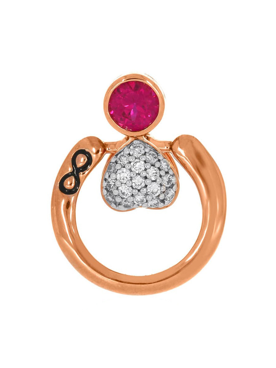 

SENCO 14KT Infinity Love Rose Gold Diamond Studded Pendant-1.8 gm