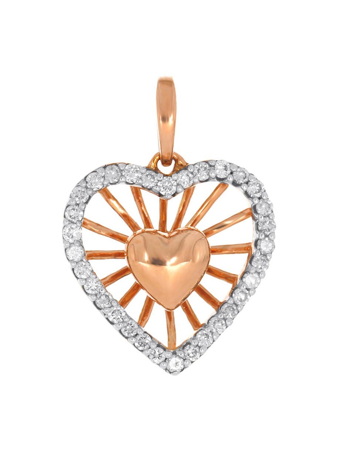 

SENCO 14KT Rose Gold Wired Heart Diamond Studded Pendant-1.2 gm