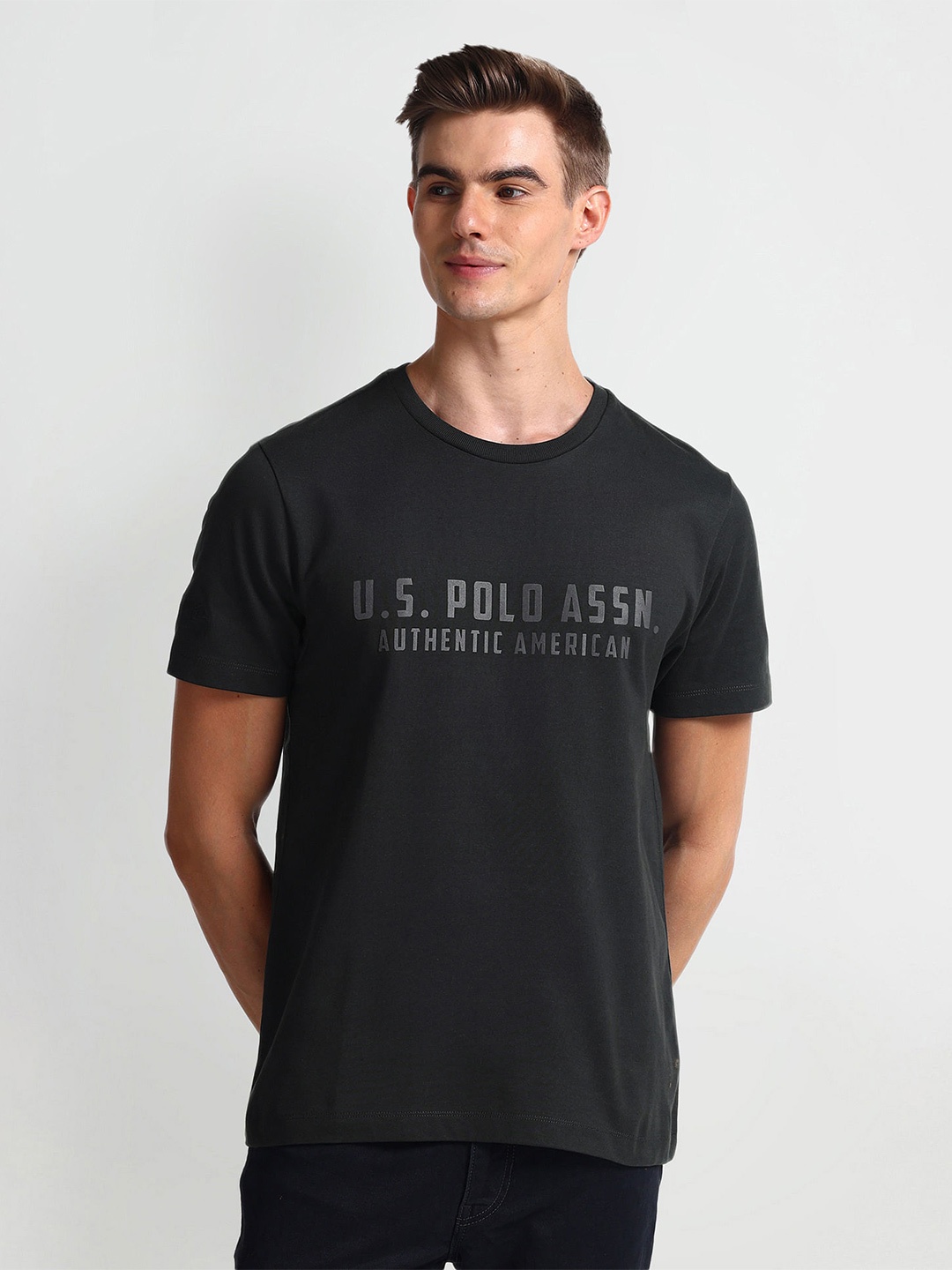 U.S. Polo Assn. Denim Co. Typography Printed Relaxed Fit T-shirt, Grey