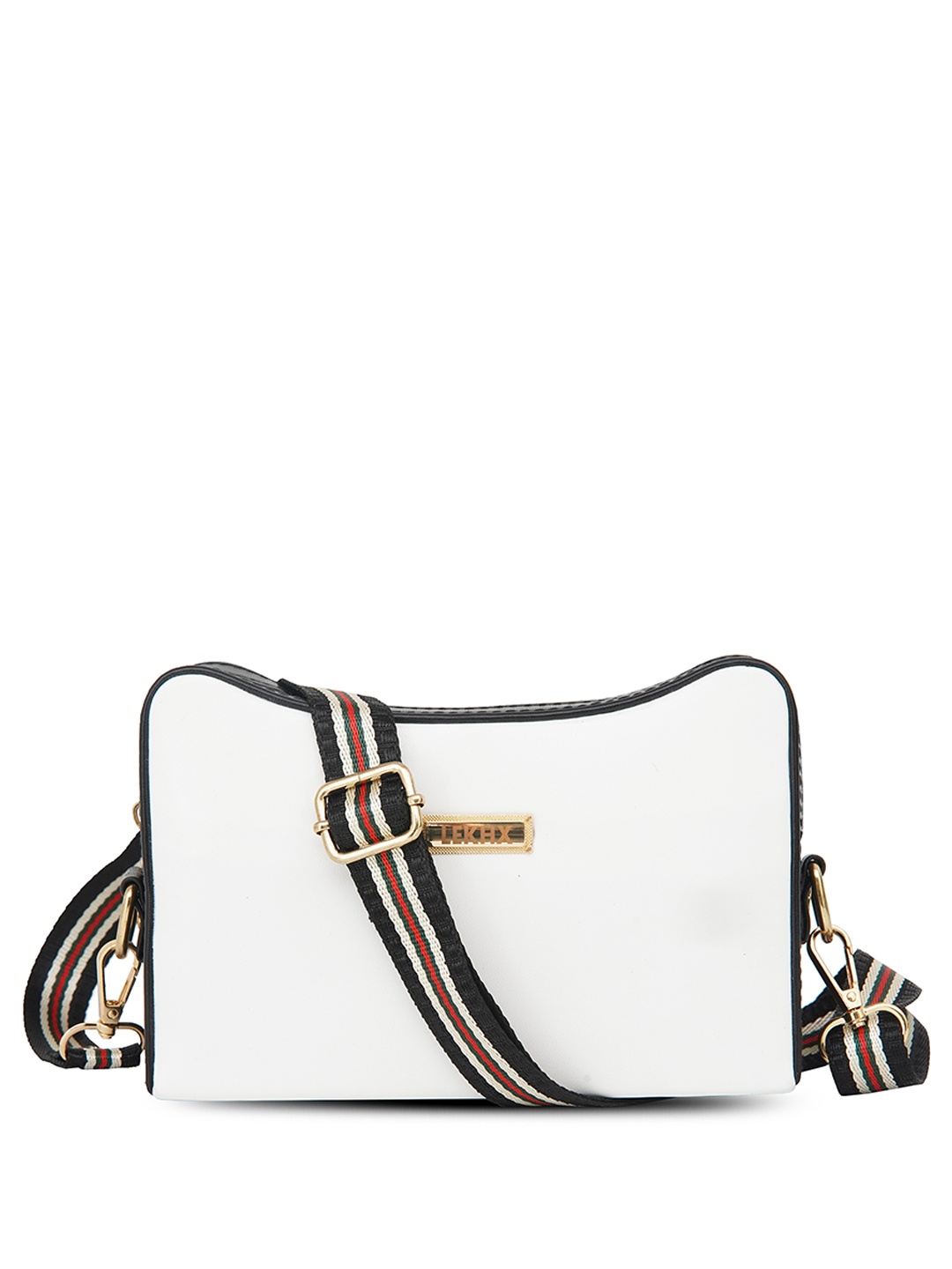

LEKHX Zip Detail PU Structured Sling Bag, White