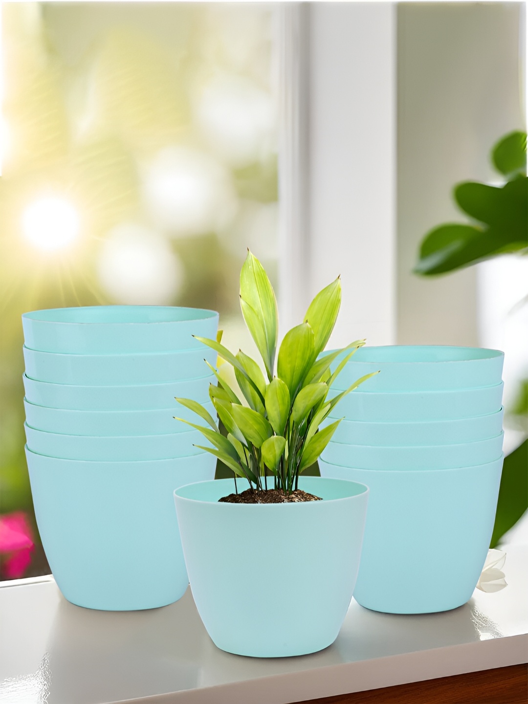 

Kuber Industries Blue 12 Pieces Flower Pot Planters