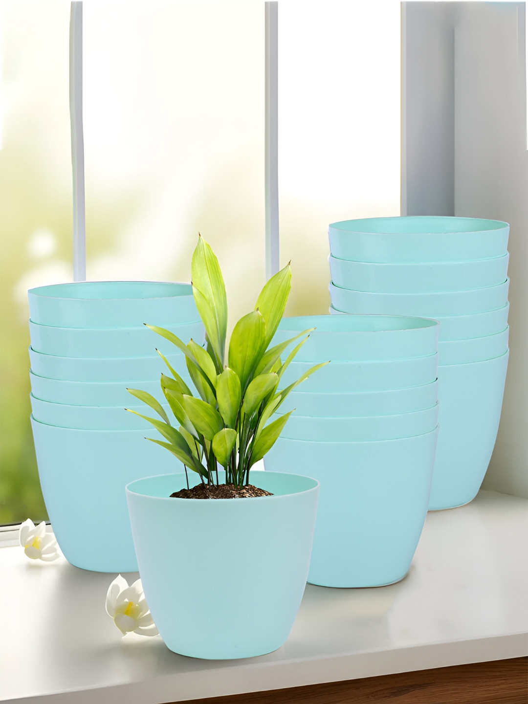 

Kuber Industries Blue 18 Pieces Planters With Tray