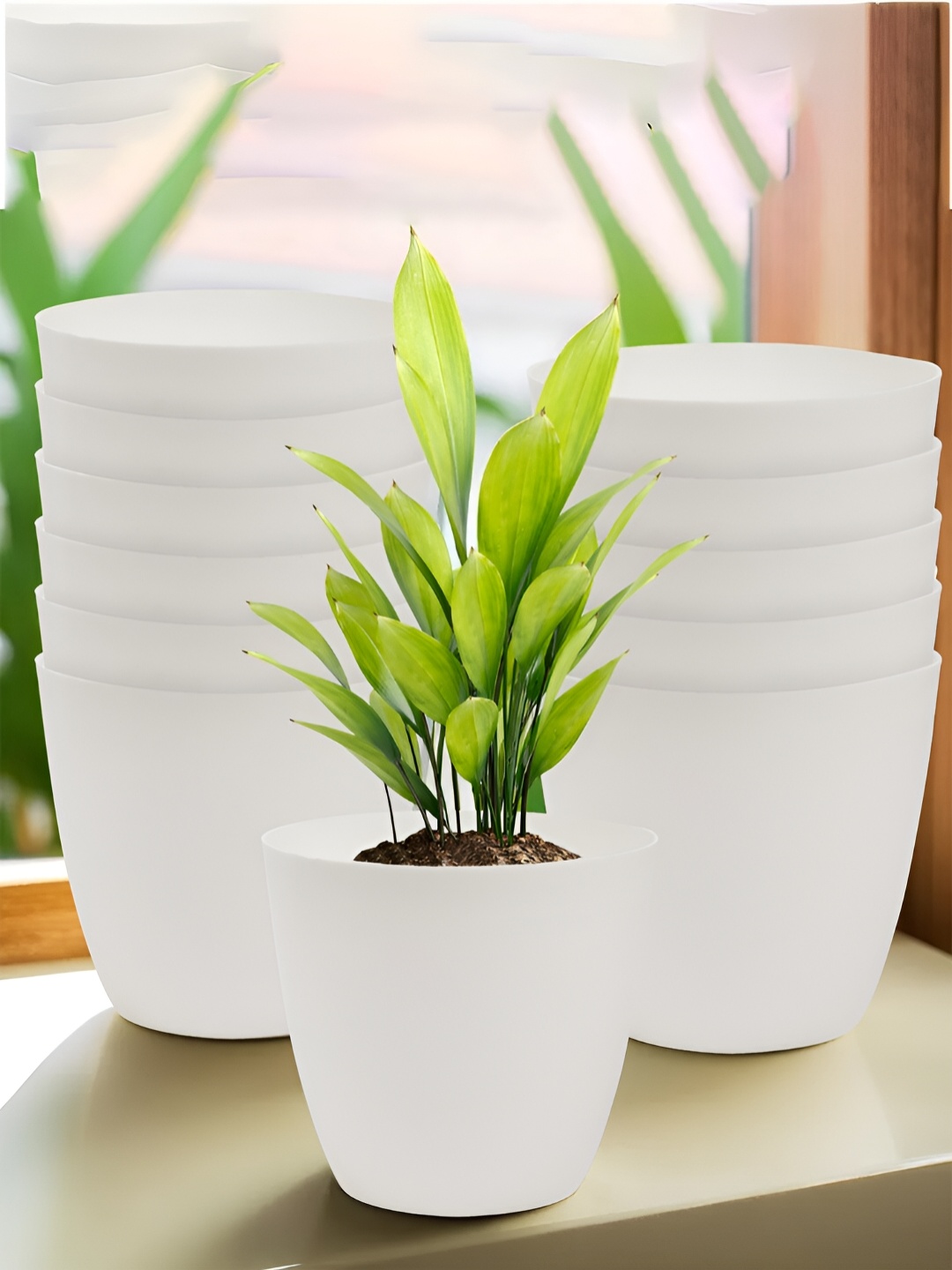 

Kuber Industries White 12 Pieces Flower Pot Planters