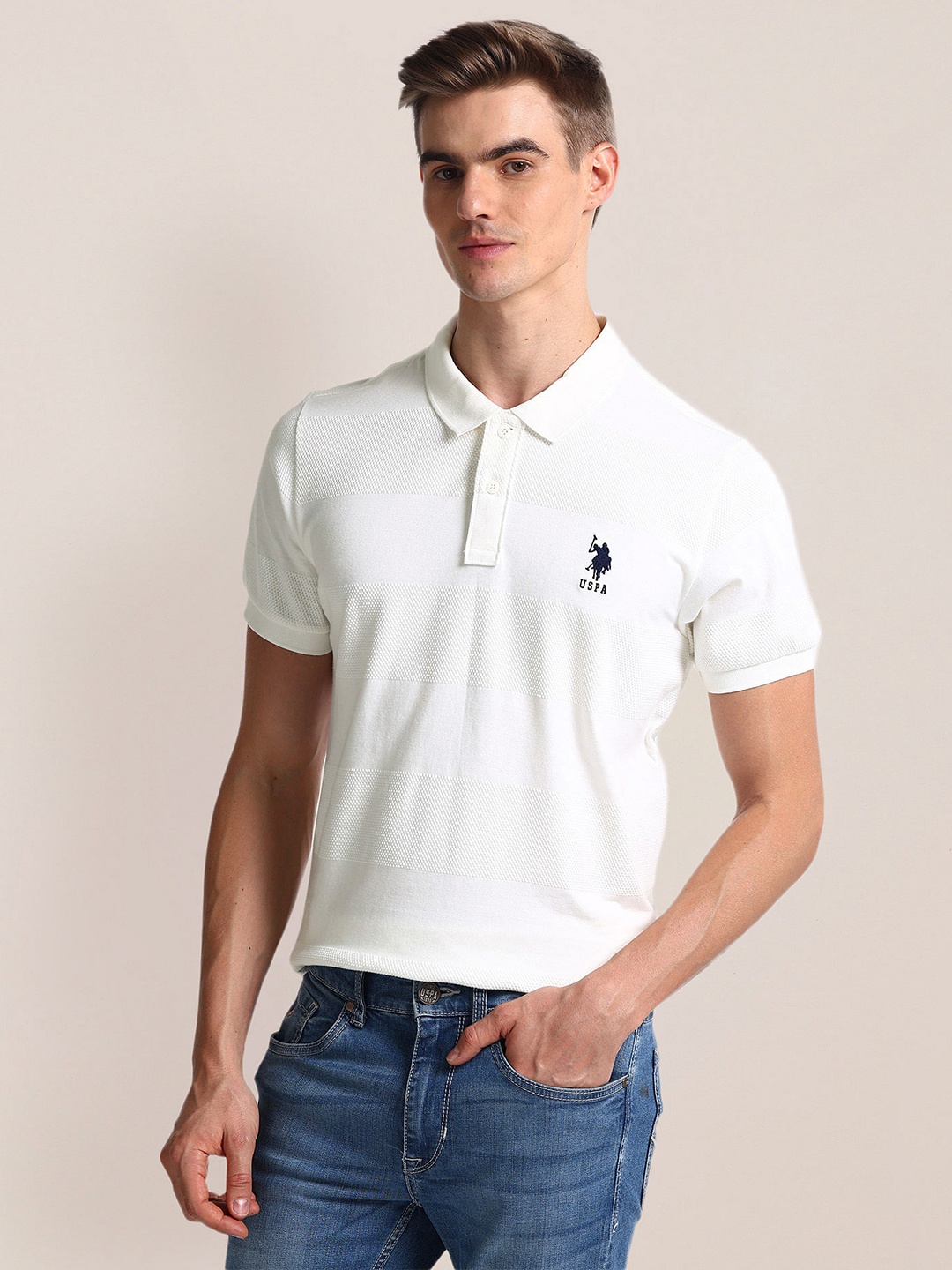 

U.S. Polo Assn. Polo Collar Slim Fit T-shirt, White