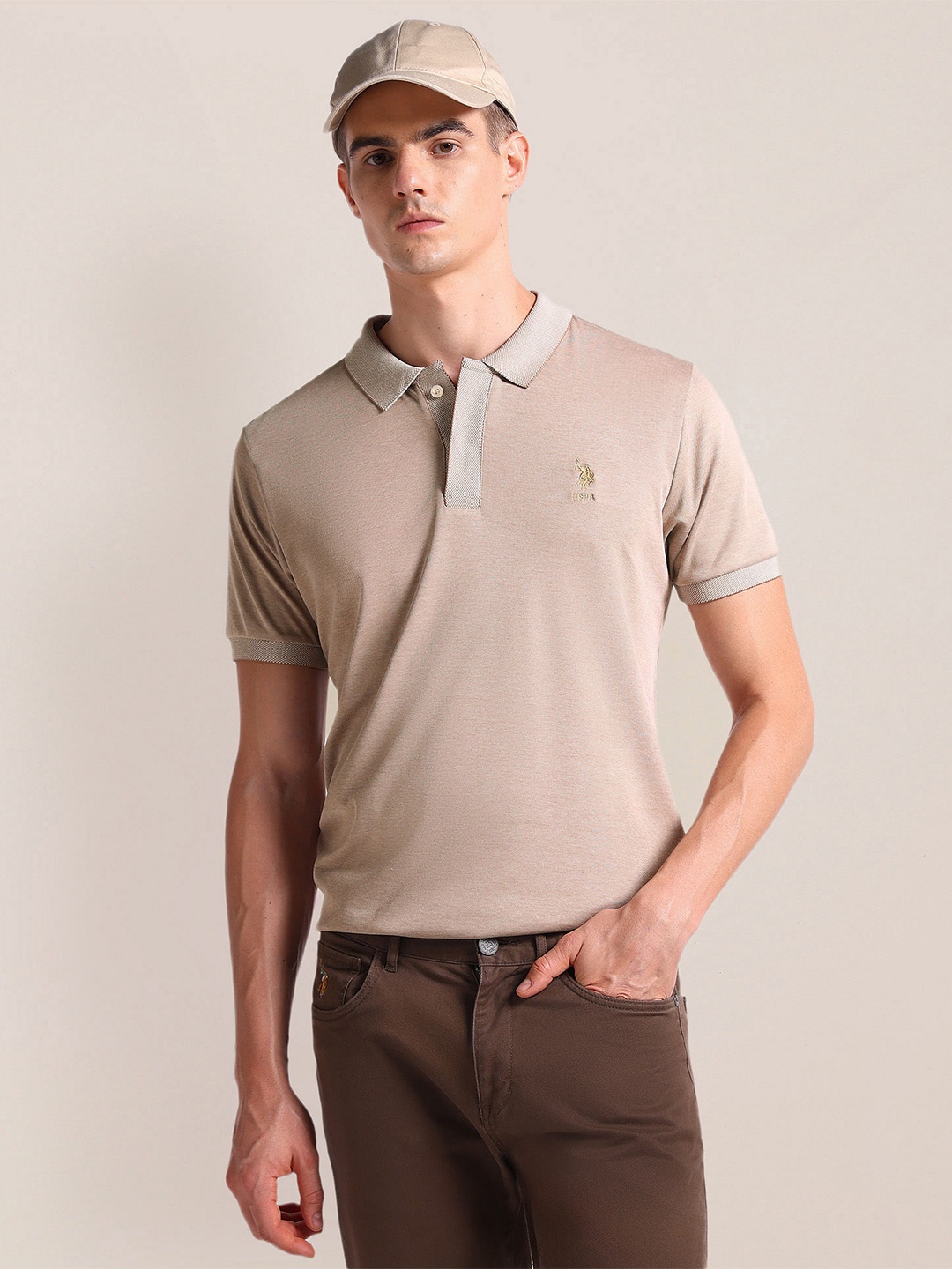 

U.S. Polo Assn. Polo Collar Slim Fit T-shirt, Beige