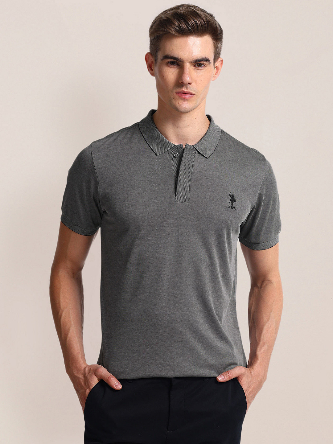 

U.S. Polo Assn. Polo Collar Slim Fit T-shirt, Grey