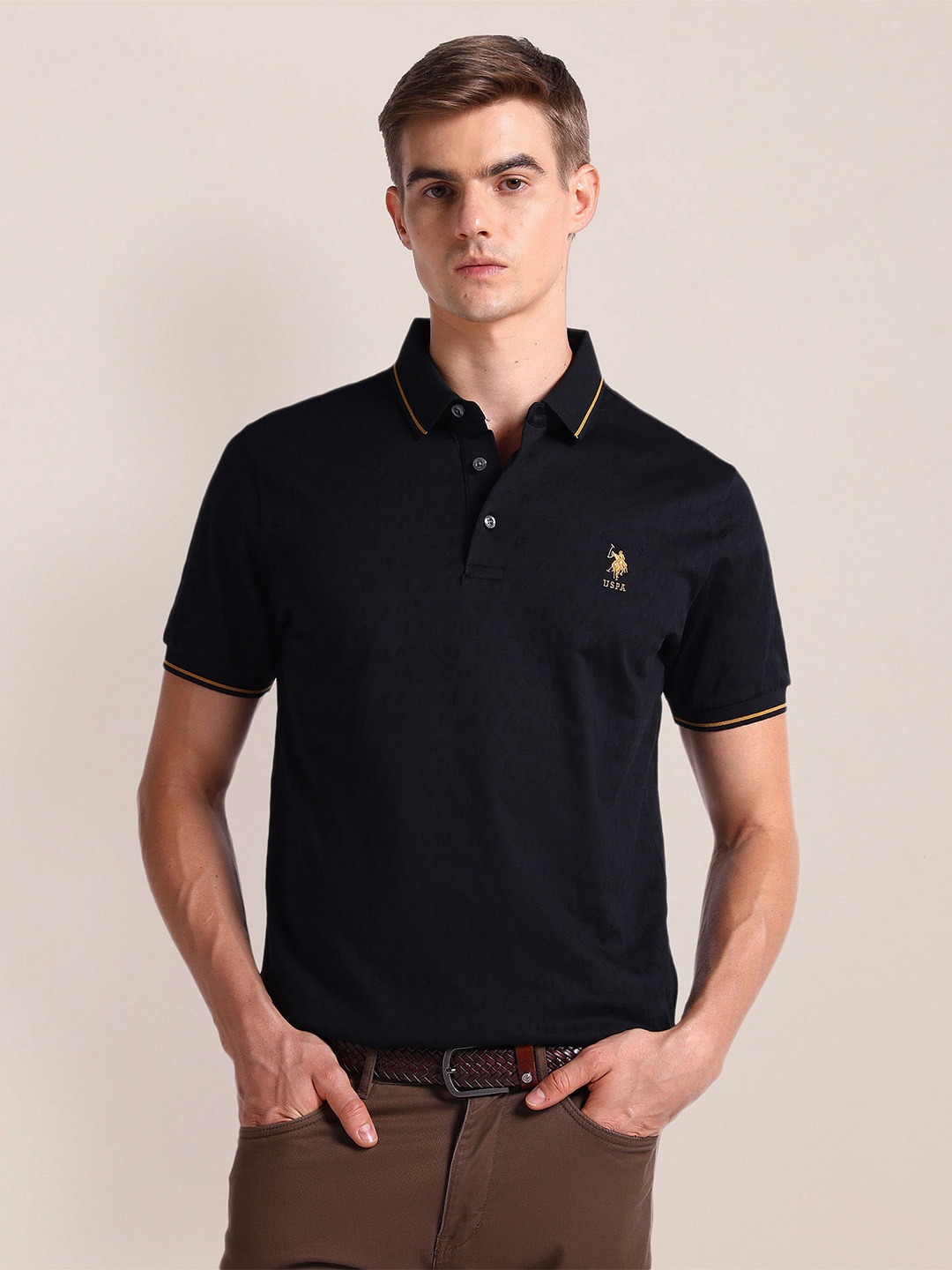 

U.S. Polo Assn. Polo Collar Slim Fit T-shirt, Black
