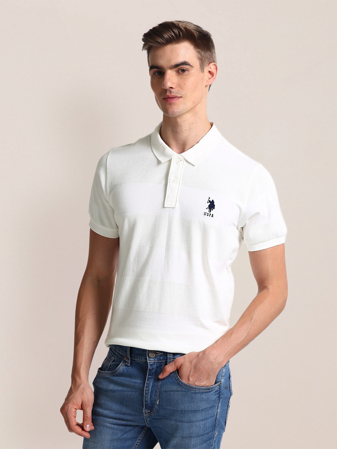 

U.S. Polo Assn. Polo Collar Slim Fit T-shirt, White