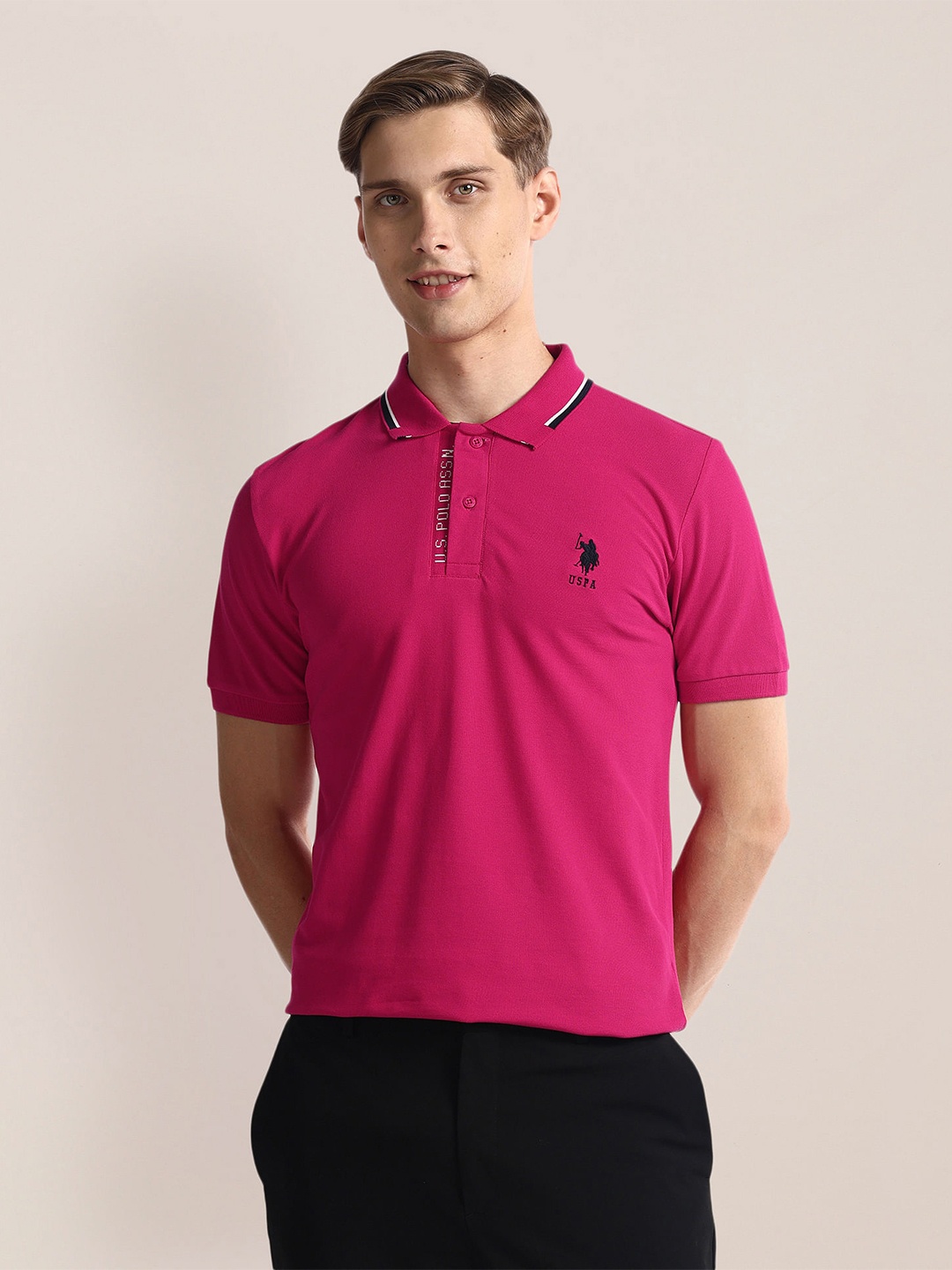 

U.S. Polo Assn. Polo Collar Slim Fit T-shirt, Pink