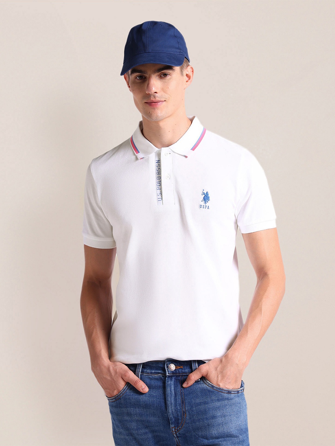 

U.S. Polo Assn. Polo Collar Slim Fit T-shirt, White