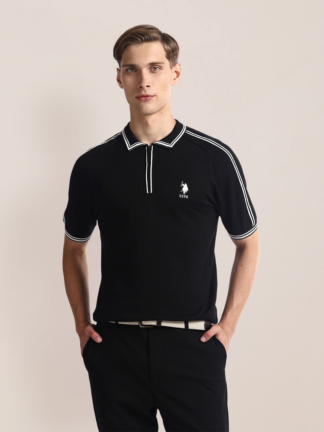 

U.S. Polo Assn. Polo Collar Slim Fit T-shirt, Black