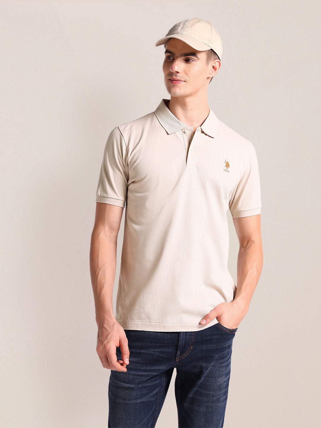 

U.S. Polo Assn. Polo Collar Slim Fit T-shirt, Beige