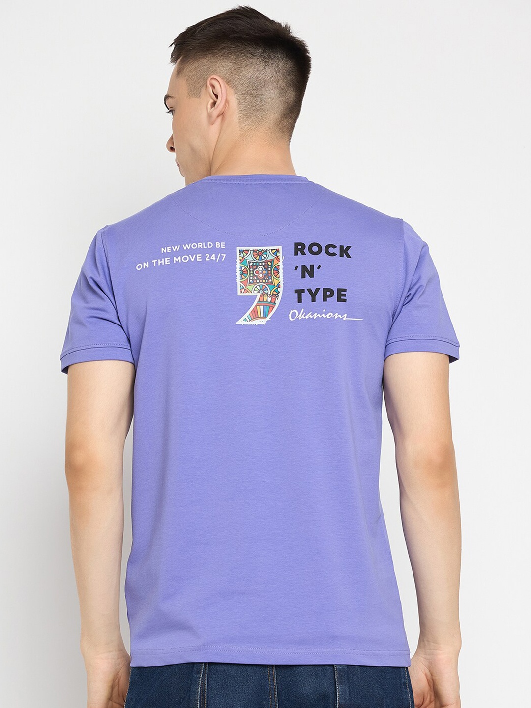 

Okane Typography Printed Cotton T-shirt, Mauve
