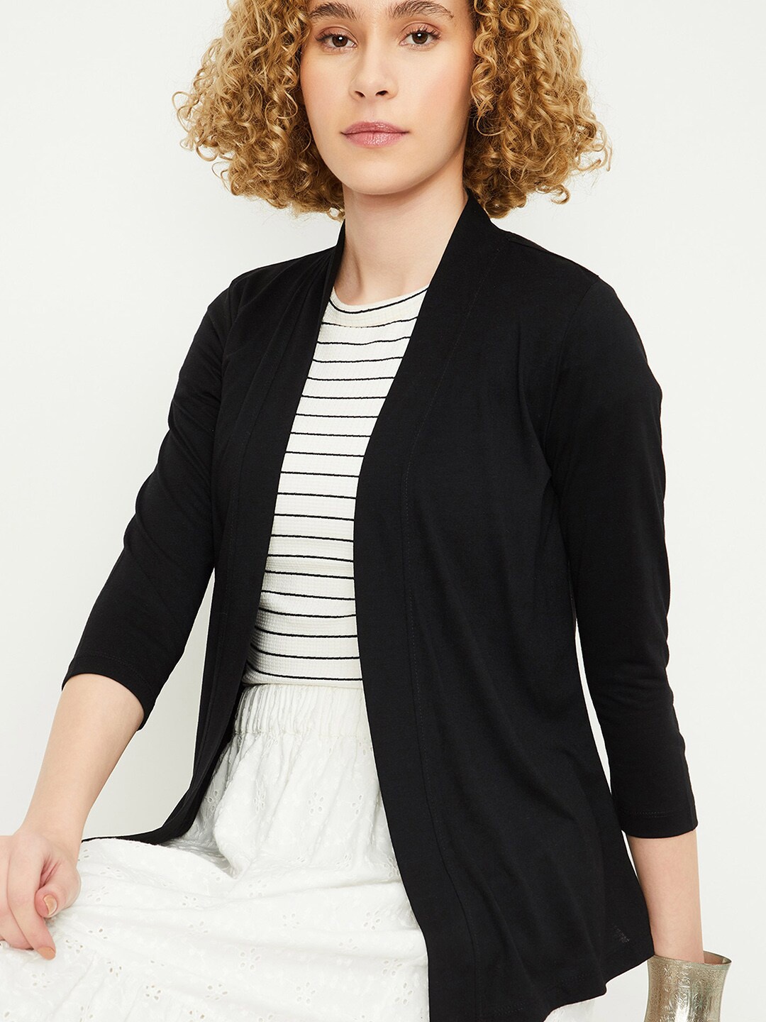 

max Women V-Neck Shrug, Black