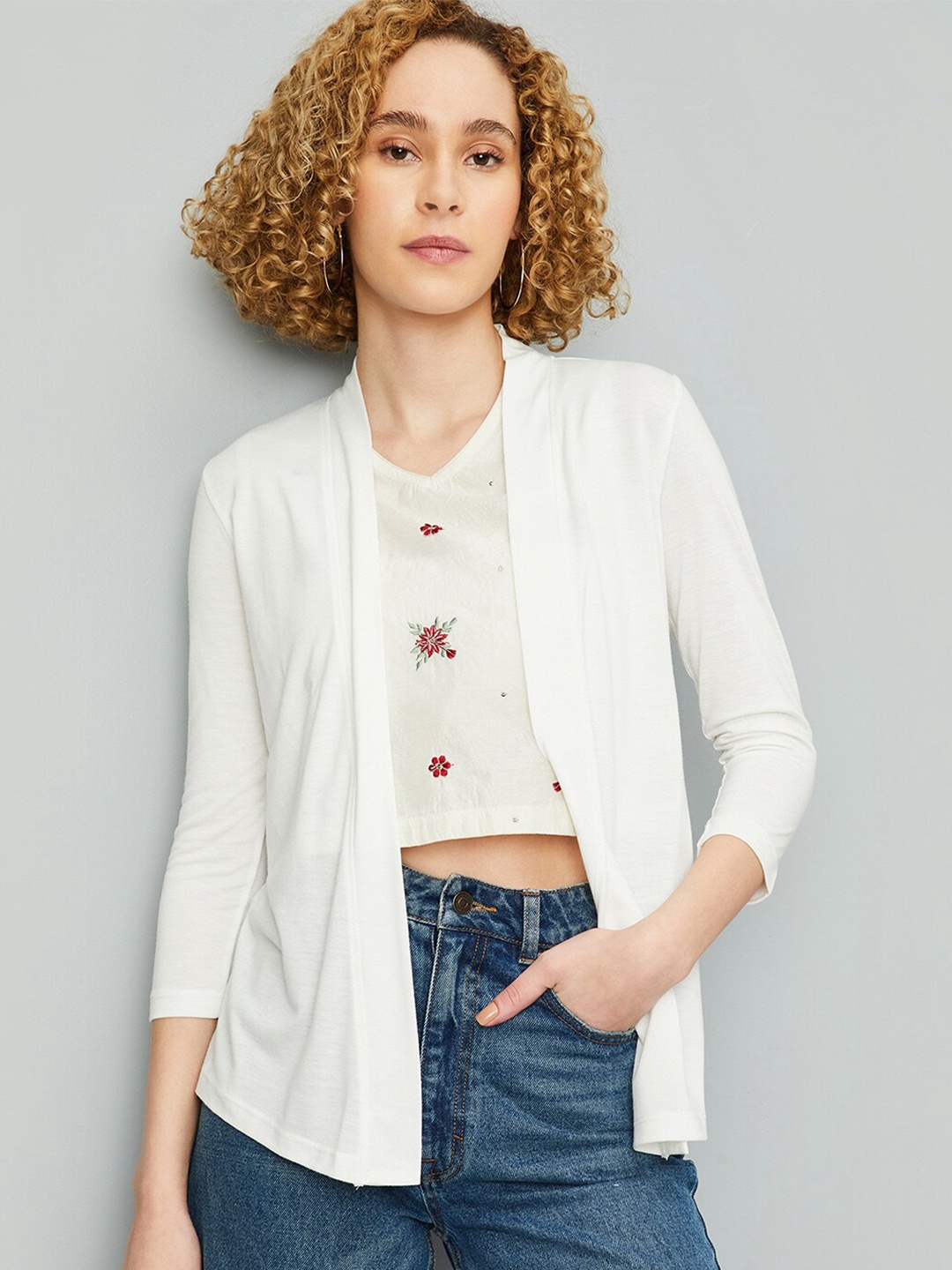 

max Women Open Front Shrug, Off white