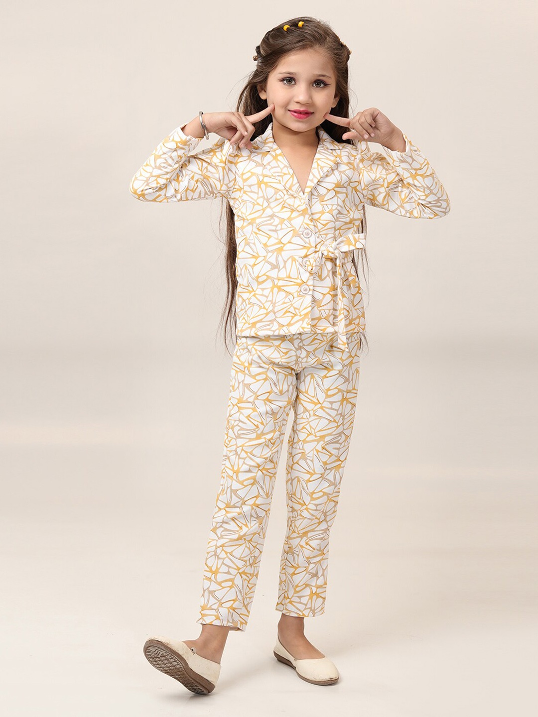 

BAESD Girls Printed Shirt with Trousers, Yellow