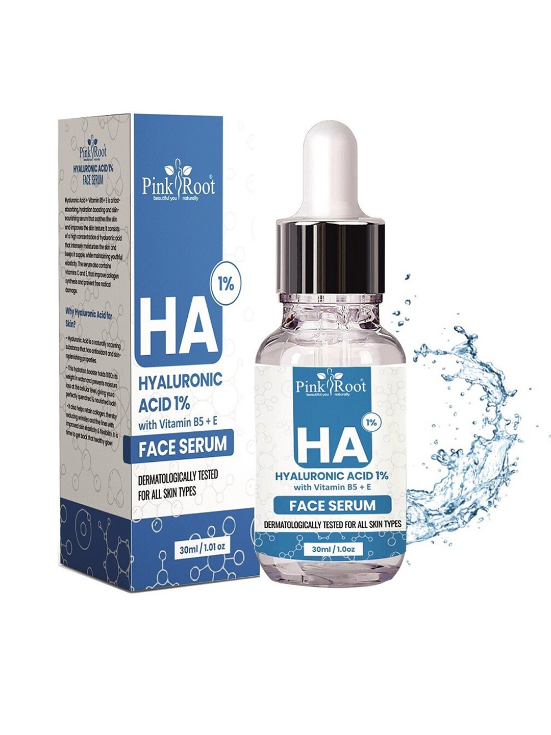 

Pink Root Hyaluronic Acid 1% Face Serum - 30 ml, White