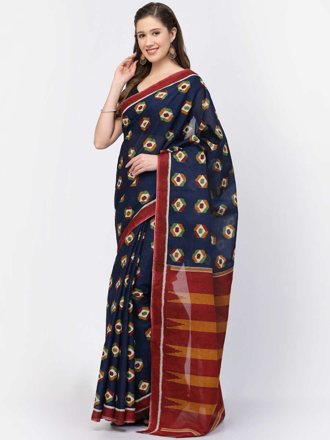 

Kishori Sarees Pure Cotton Saree, Navy blue