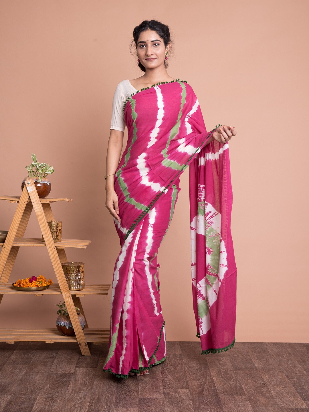 

Kishori Sarees Leheriya Pure Cotton Saree, Pink