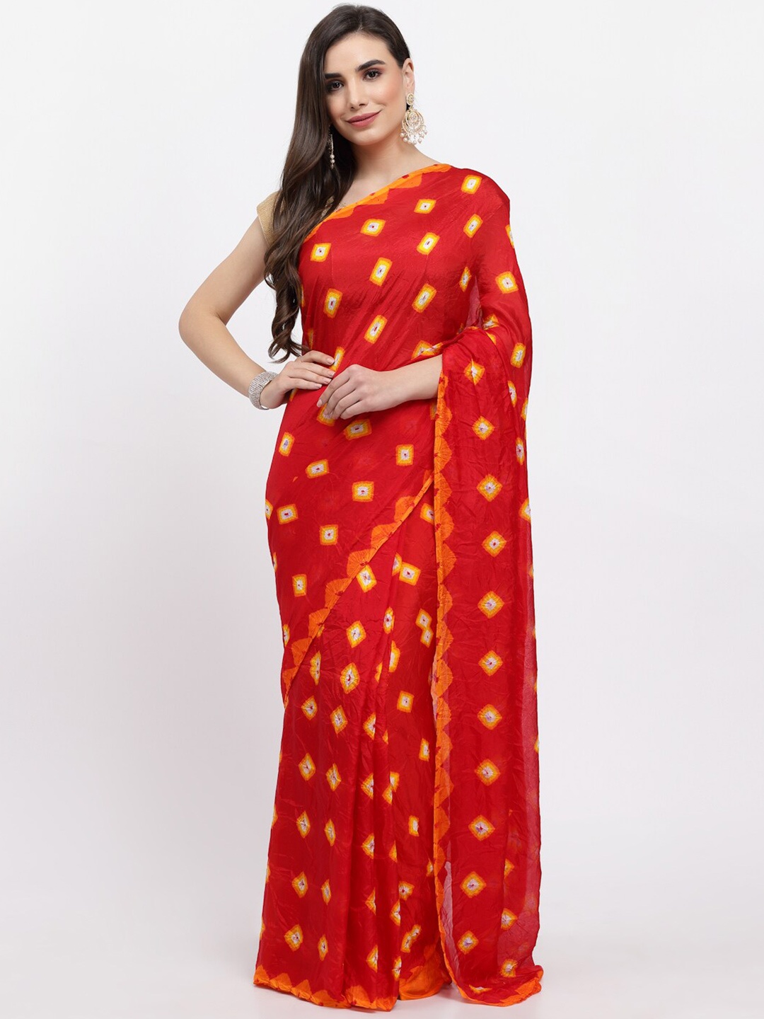 

Kishori Sarees Tie and Dye Pure Silk Saree, Red