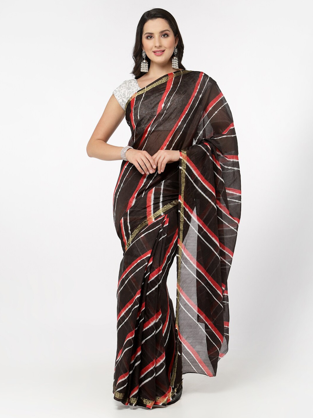 

Kishori Sarees Leheriya Zari Pure Silk Saree, Black