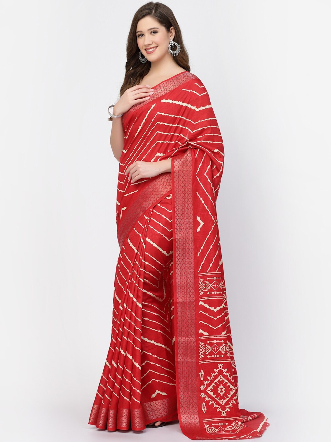 

Kishori Sarees Zari Pure Cotton Saree, Red