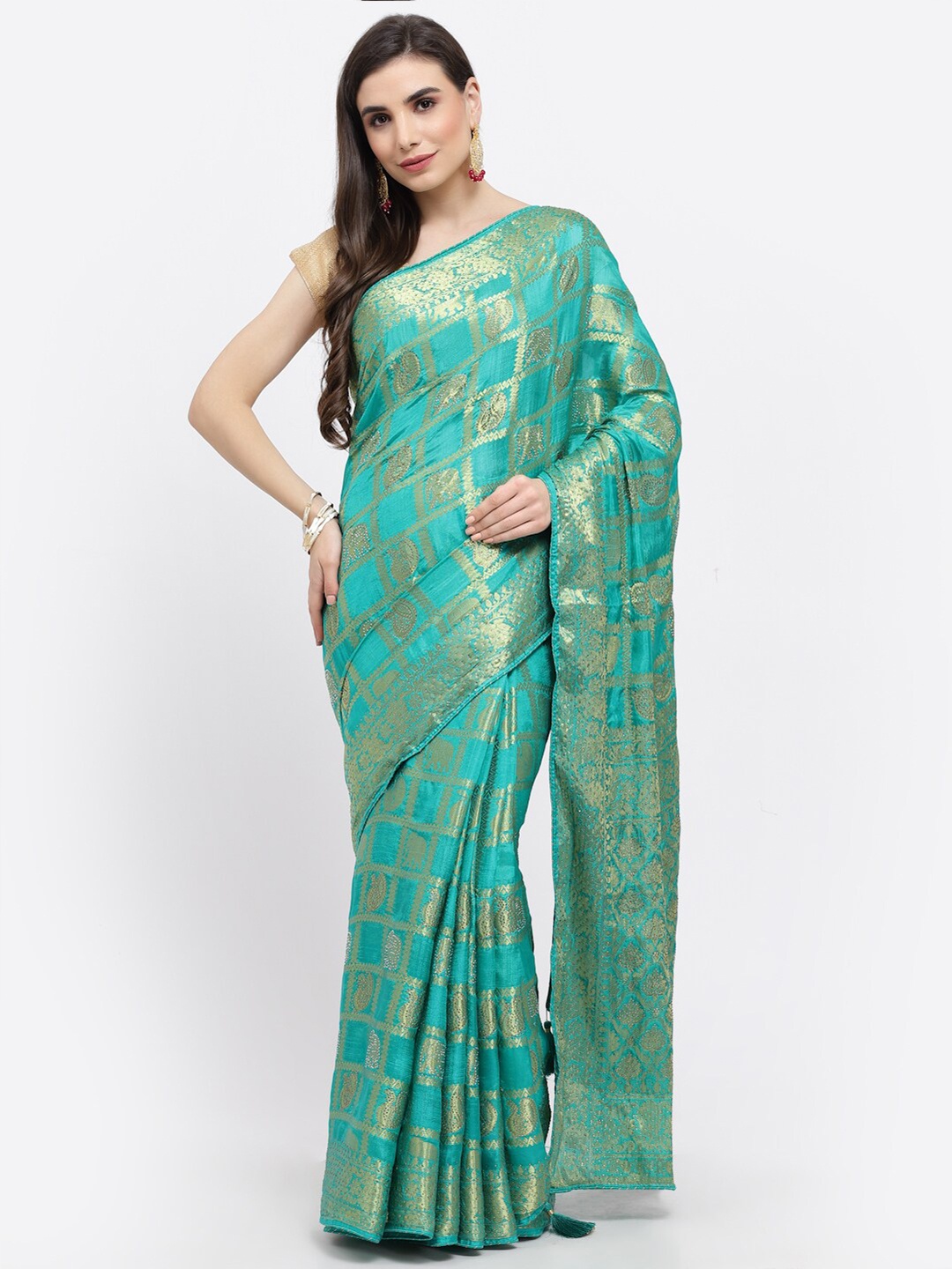 

Kishori Sarees Woven Design Zari Pure Silk Saree, Green
