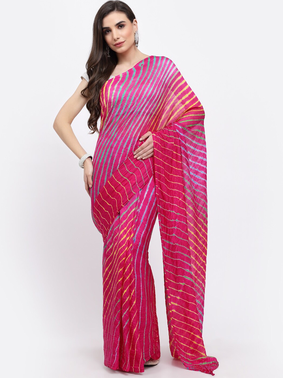 

Kishori Sarees Leheriya Pure Silk Saree, Pink