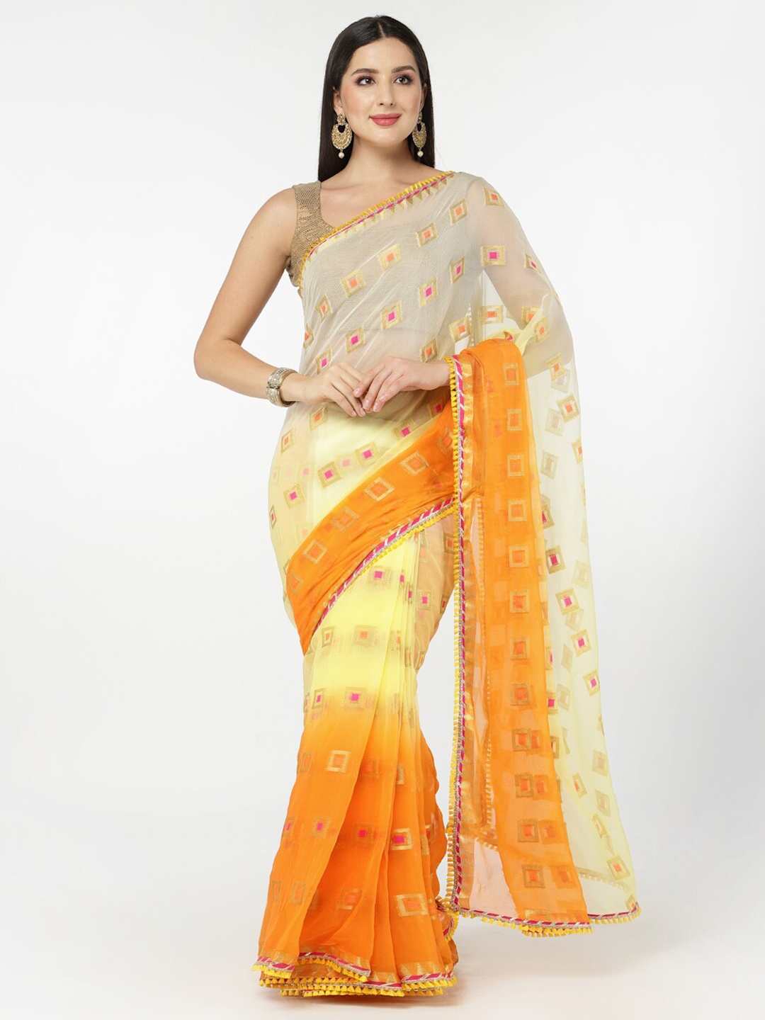 

Kishori Sarees Gotta Patti Pure Chiffon Saree, White