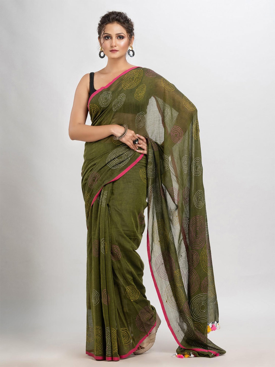 

Angoshobha Pure Cotton Saree, Green