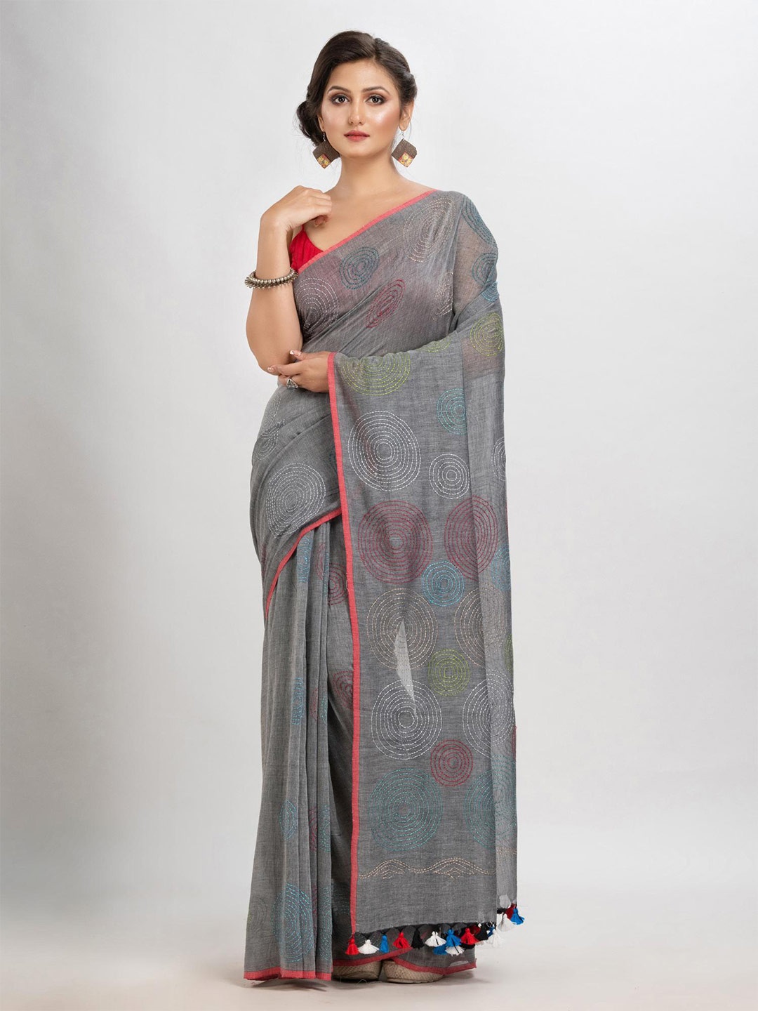 

Angoshobha Pure Cotton Saree, Grey