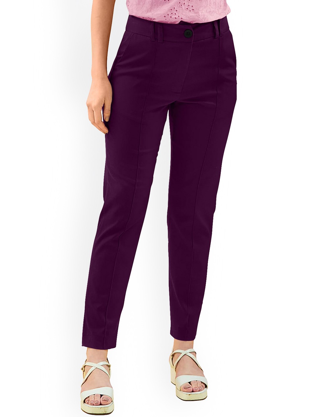 

BAESD Women Mid-Rise Cotton Trouser, Purple