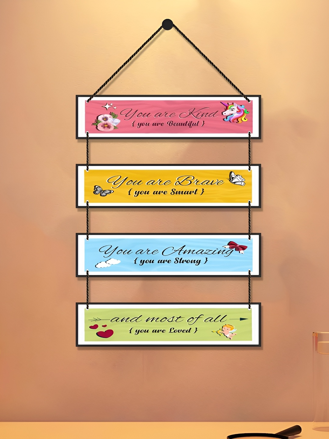 

Home Delight Pink & Yellow Printed Wooden Wall Hanging