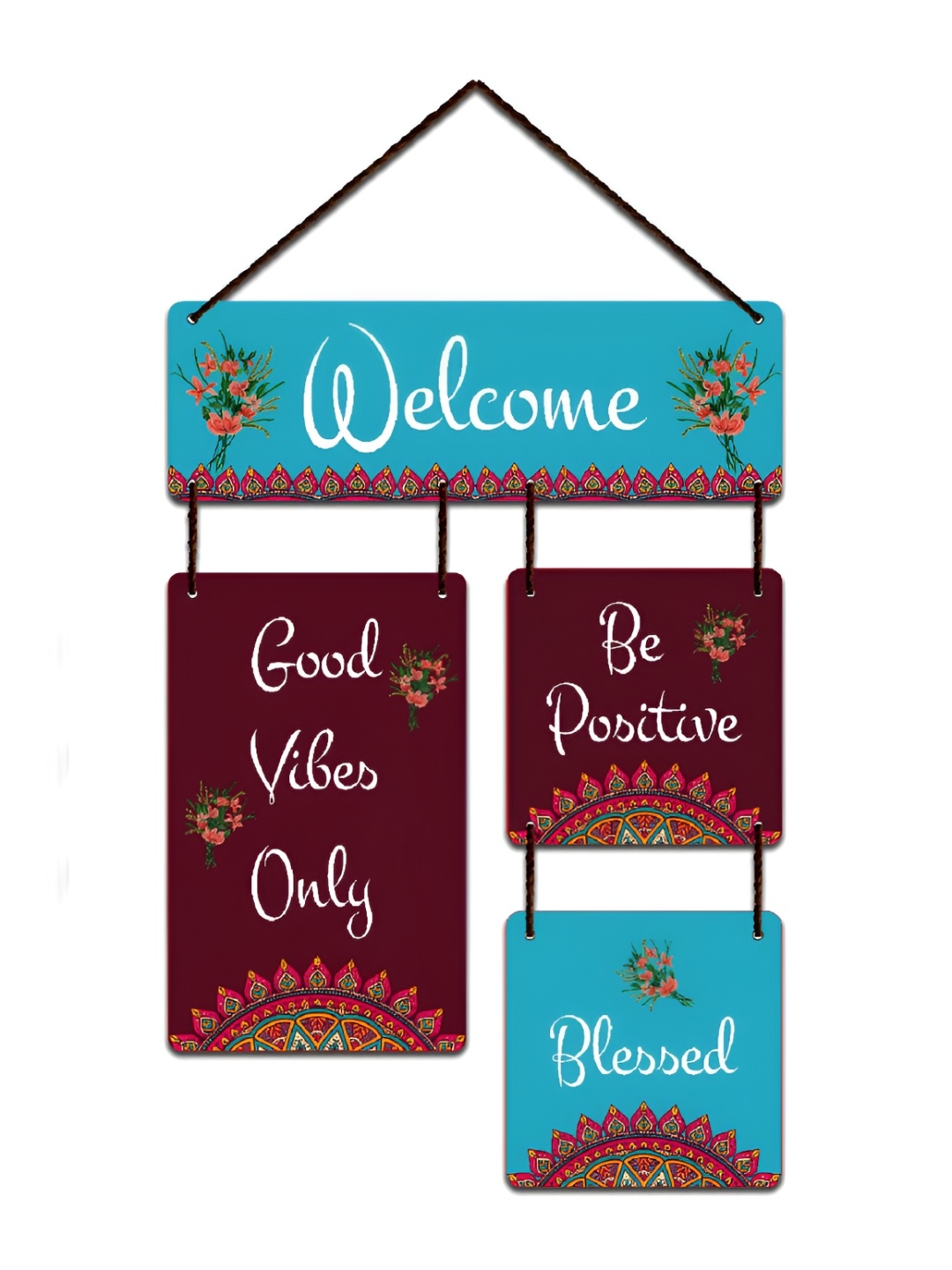 

Home Delight Blue & White Printed Wooden Wall Hanging