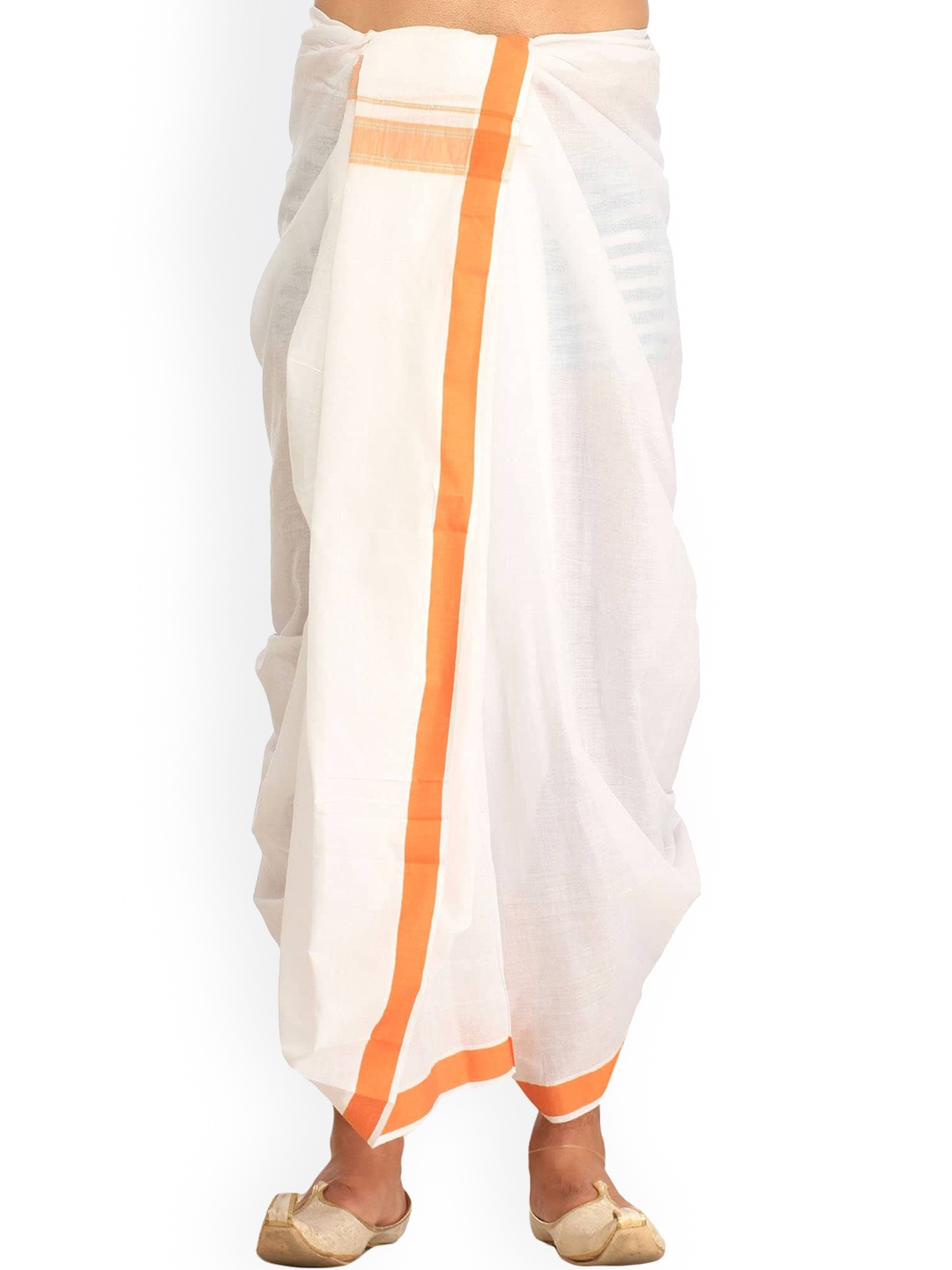 

Exotic India Pure Cotton Dhoti And Angavastram Set, Off white